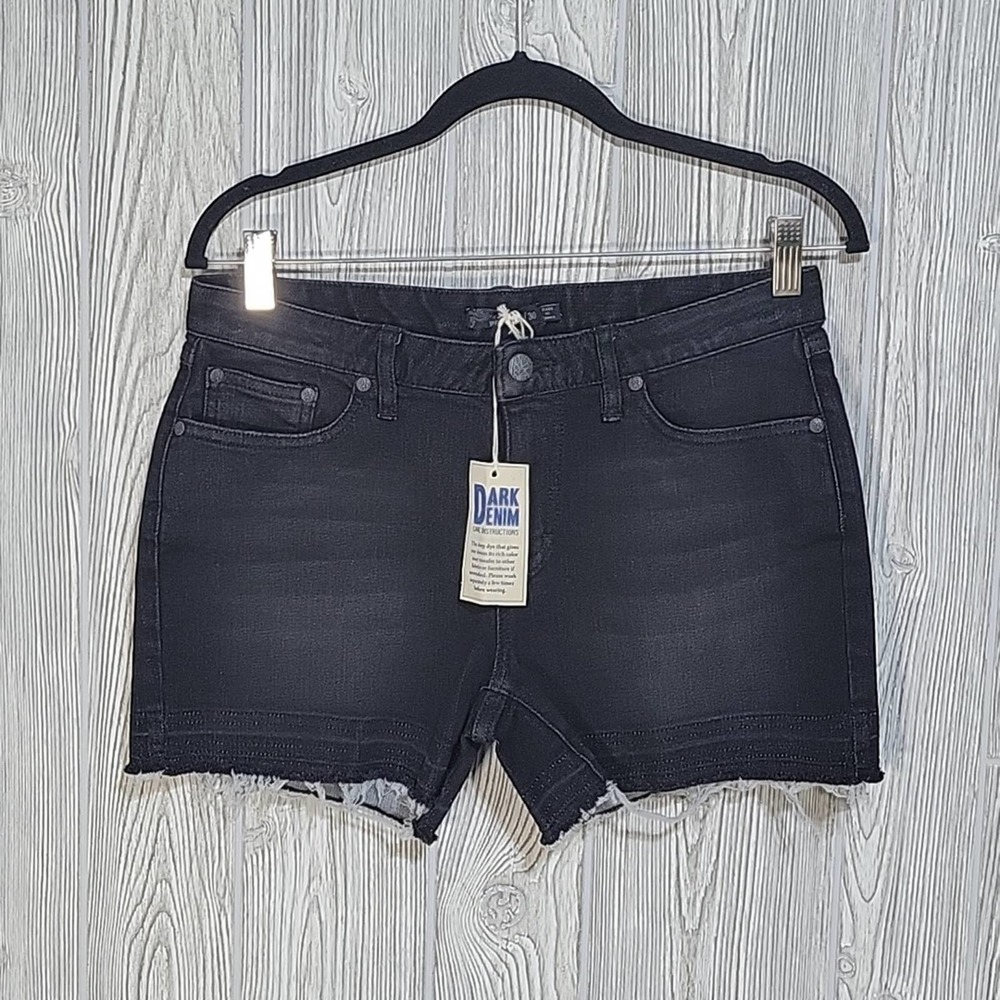 Prana London Raw Hem Black Denim Shorts, Women's Size 10/30, New